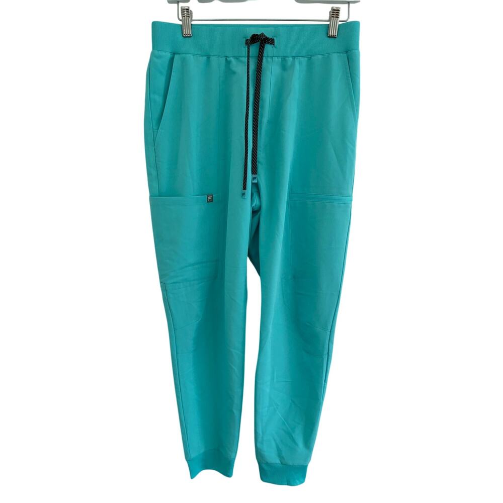 NWT Fabletics Womens Medium Short High Rise On Call Scrub Joggers Blue READ